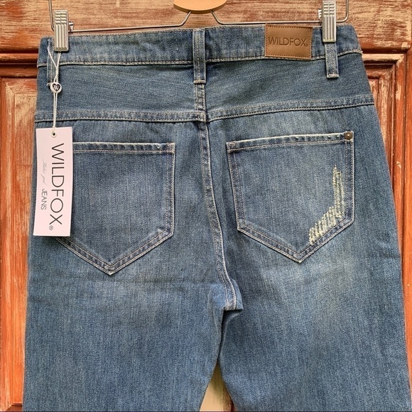 Wildfox NWT Baggy Worn Out Boyfriend Distressed Relaxed Fit Blue Denim Jeans 25 - Picture 9 of 16